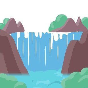 山间瀑布景观插画