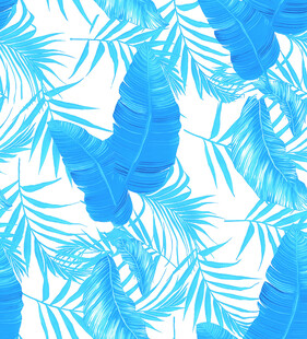 蓝调热带植物图案背景