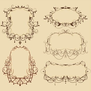 复古花纹边框设计元素