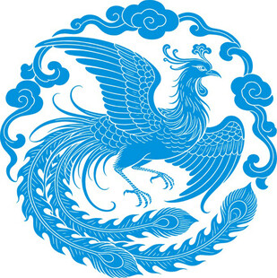 蓝色凤凰中式传统图案
