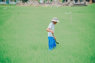 女子在绿草地挥杆打高尔夫