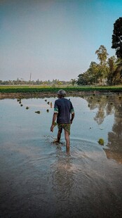 男子水中捞物场景