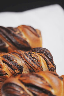 美味烤花卷面包特写