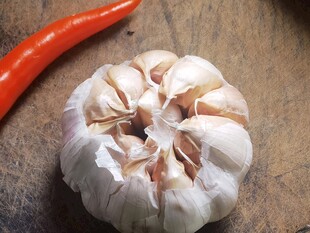 大蒜与红辣椒特写