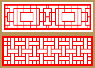 中式红色镂空窗格图案