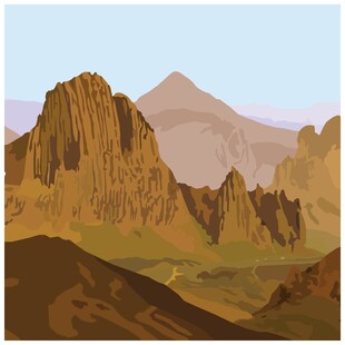 壮丽山景插画