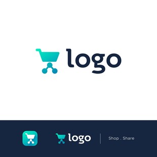 简约购物车logo设计