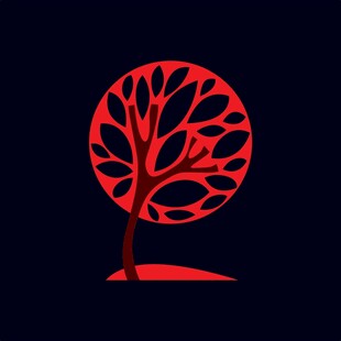 红色抽象树图案