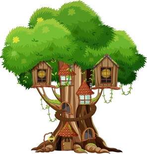 童话风大树上的木屋群落