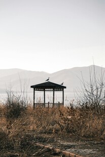 荒野中的孤独凉亭