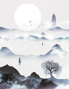 月夜山水间的空灵景致
