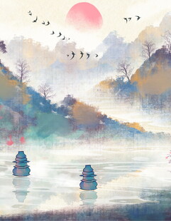 江上泛舟赏日出美景