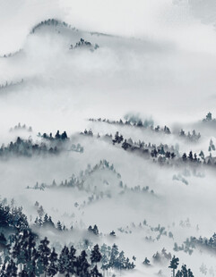 水墨山水间的朦胧美景