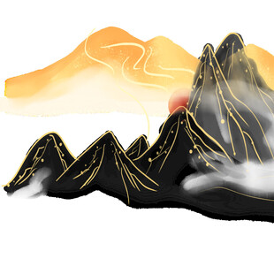 金色山峦日出风景图