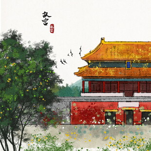 冬日故宫雪景图