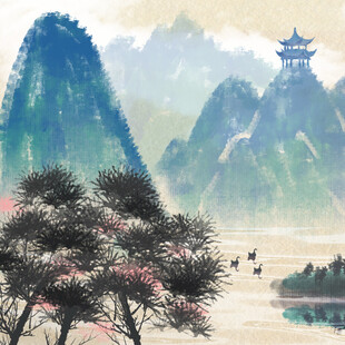 水墨山水间的诗意景致