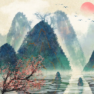 水墨山水间的诗意景致