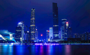 广州海心沙夜景城市实拍花城广场