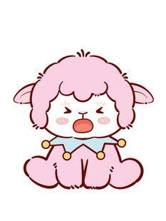 可爱粉毛小羊闭眼吃东西