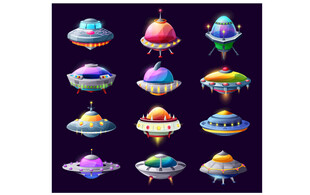多彩科幻飞碟图案集合
