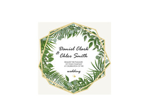 绿叶环绕婚礼邀请卡