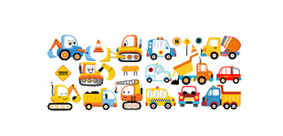 可爱卡通工程车图案集合