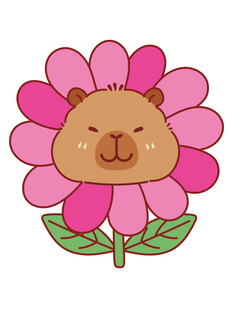 卡皮巴拉花朵中的卡通形象