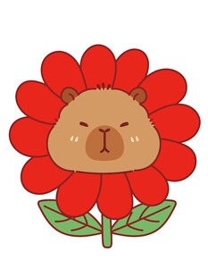 卡皮巴拉花朵中的可爱头像