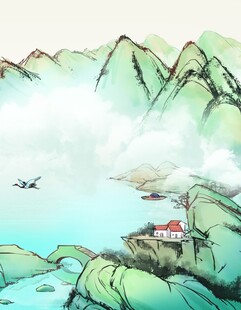 水墨山水间的静谧小屋