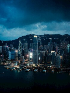 香港夜景璀璨都市风光