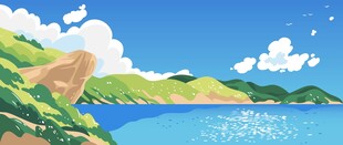 海岸风景插画