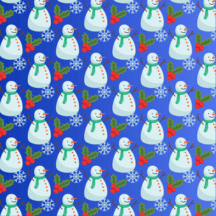 蓝色背景上的雪人图案