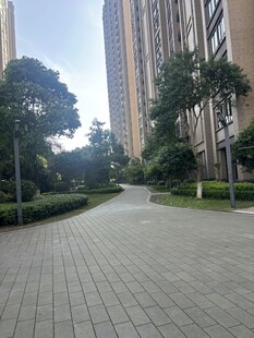 小区内的宽敞砖石步道