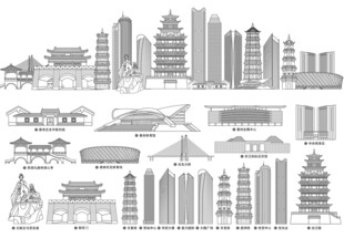 惠州城市建筑地标剪影集合