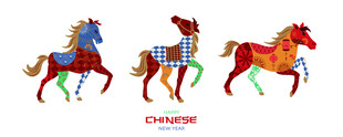 多彩抽象马艺术图案