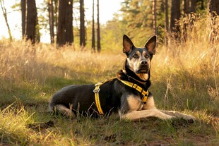 阳光下休憩的帅气警犬