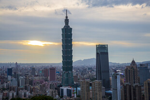 中国台北城市日落风光