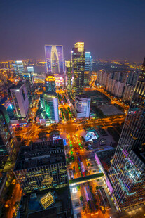 苏州金鸡湖CBD现代城市夜景航