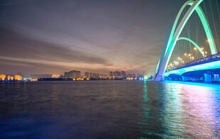 开封汴西湖东京大桥城市桥梁夜景