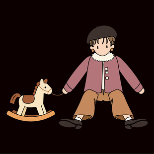 男孩与木马的温馨画面