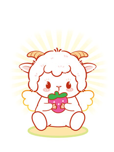可爱小羊捧花插画