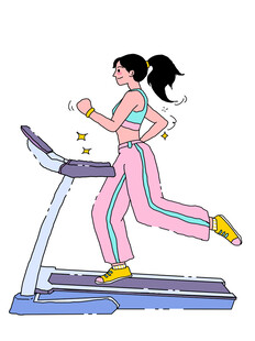 跑步女孩子插画设计