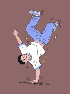 街舞少年单手倒立秀技巧