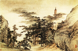 中式山水古景图