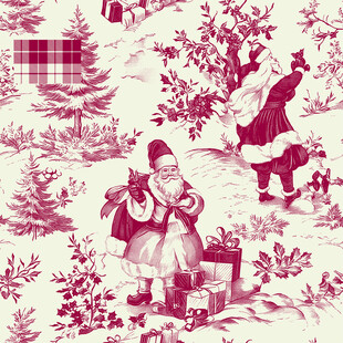 复古圣诞人物雪景图案