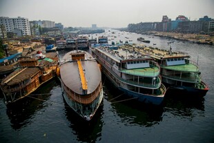 港口停泊的多艘船只