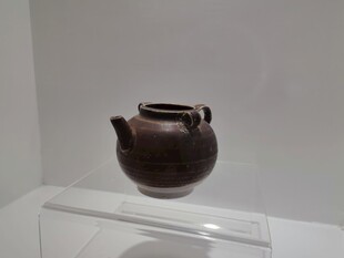古代陶制双耳壶展示