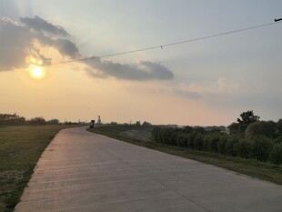 夕阳下的乡间水泥路