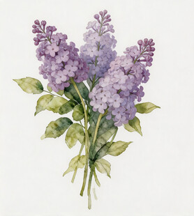 紫色丁香花插画