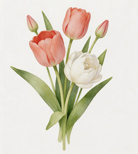 手绘郁金香花束